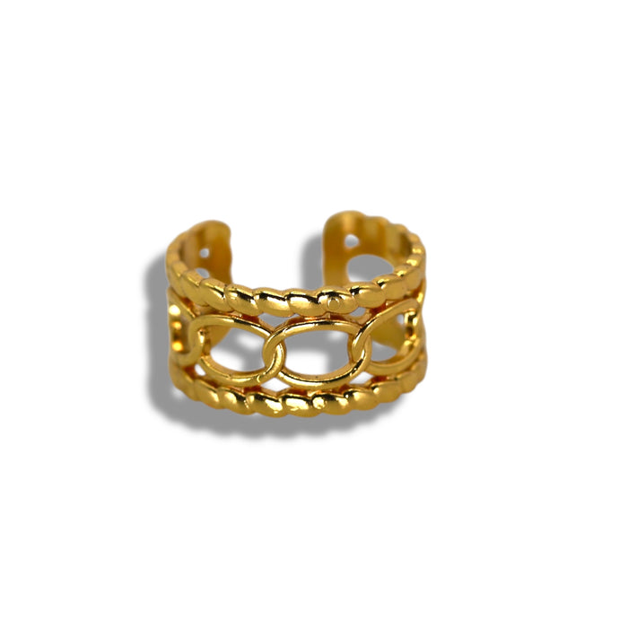 Bague dorée ajustable en acier inoxydable ✨