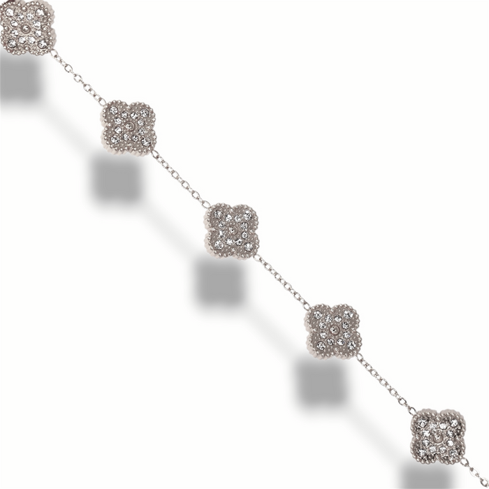 Bracelet trèfles argenté Strass scintillants - Acier Inoxydable ✨