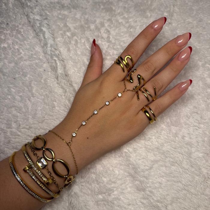 Bague dorée ajustable en acier inoxydable ✨