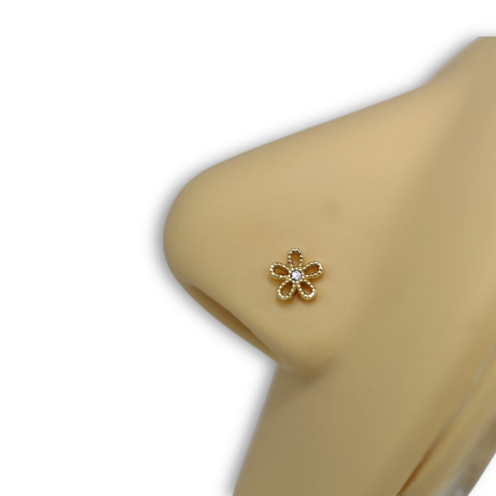 Piercing Nez Fleur Vintage Argent – Acier Inoxydable ✨