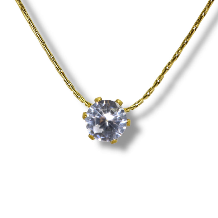 Collier pendentif zirconium – Acier inoxydable ✨
