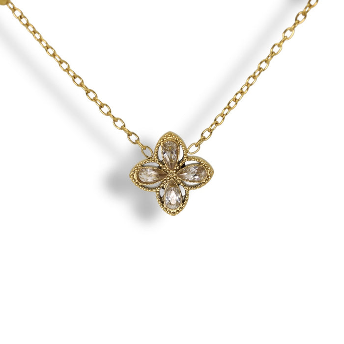 Collier Or Trèfle en Zirconium - Acier Inoxydable ✨