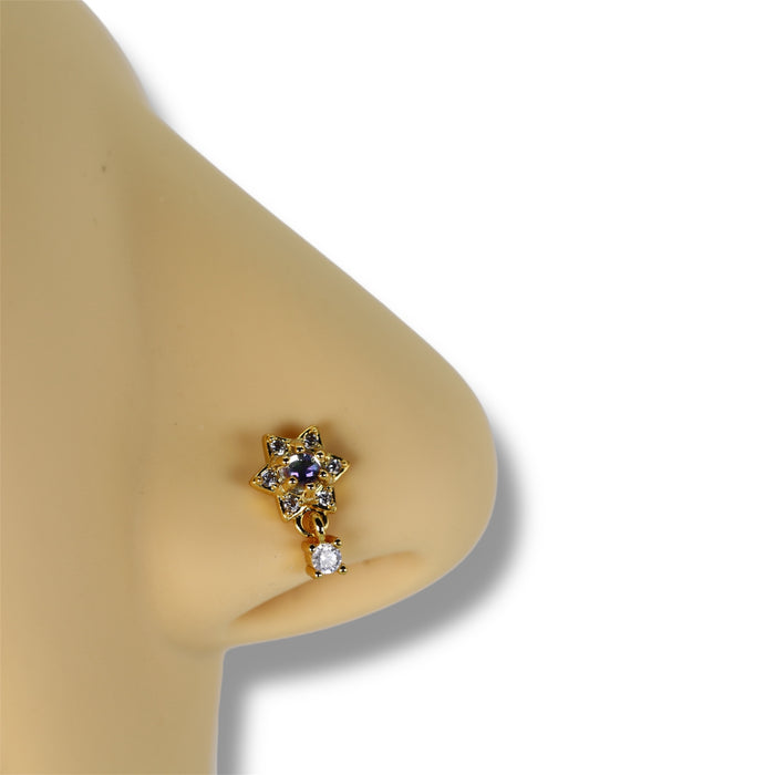 Piercing nez doré avec petit pendentif mobile - Acier Inoxydable ✨