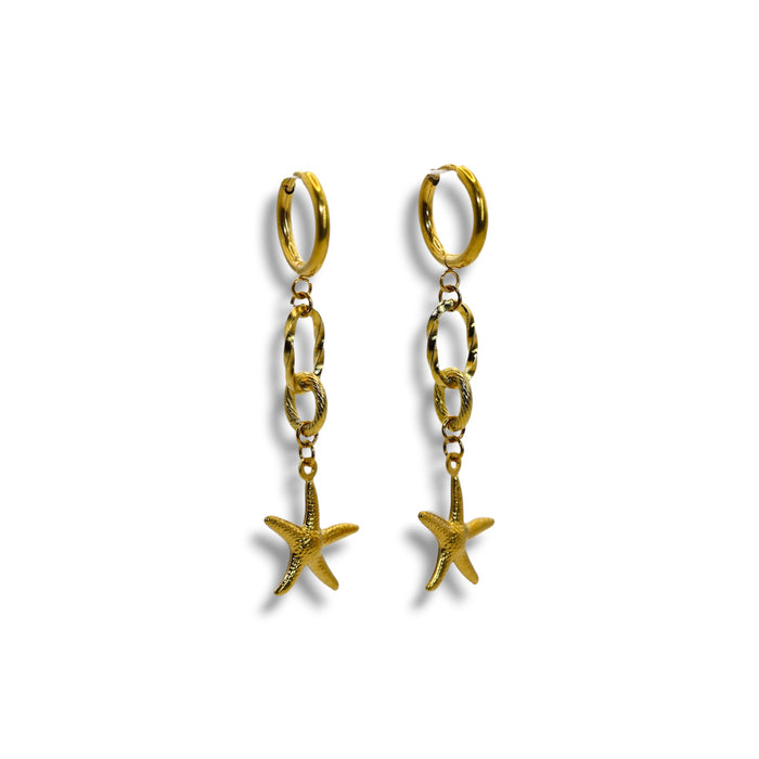 Boucles d’oreilles créoles dorées – Étoiles de mer ✨
