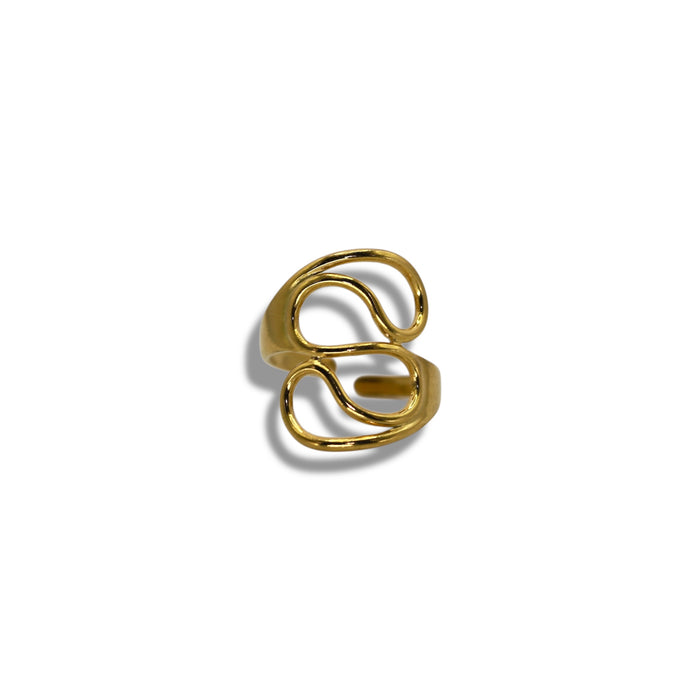 Bague dorée ajustable en acier inoxydable ✨