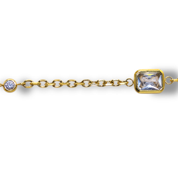 Bracelet raffiné – Pierre rectangulaire cristalline ✨