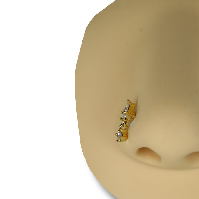 Piercing nez doré avec petit pendentif mobile - Acier Inoxydable ✨