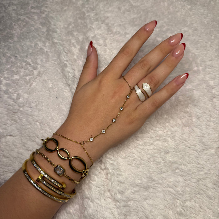 Bague dorée ajustable en acier inoxydable ✨