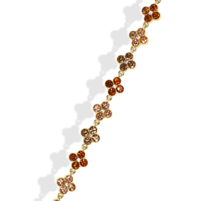 Collier tennis trèfle en acier inoxydable – pierres Champagne ✨