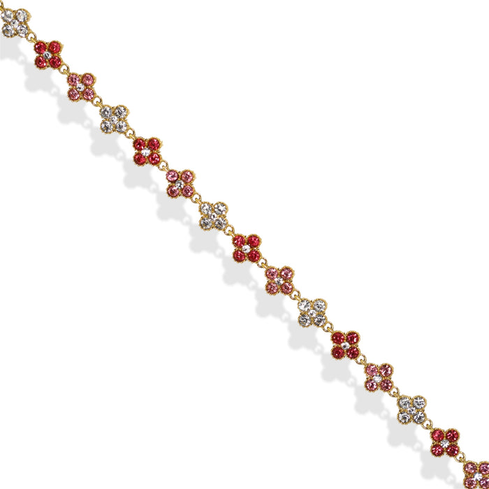 Bracelet tennis trèfle en acier inoxydable – trio rose ✨