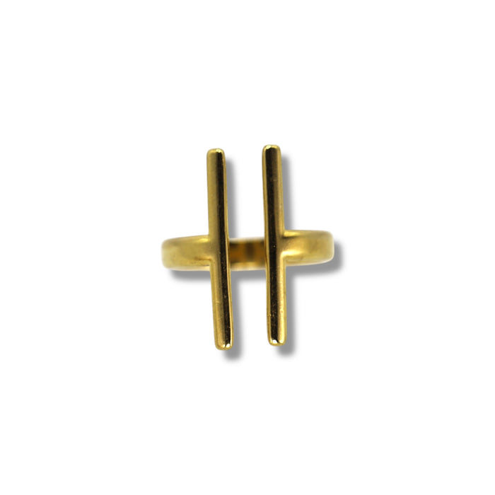 Bague dorée ajustable en acier inoxydable ✨