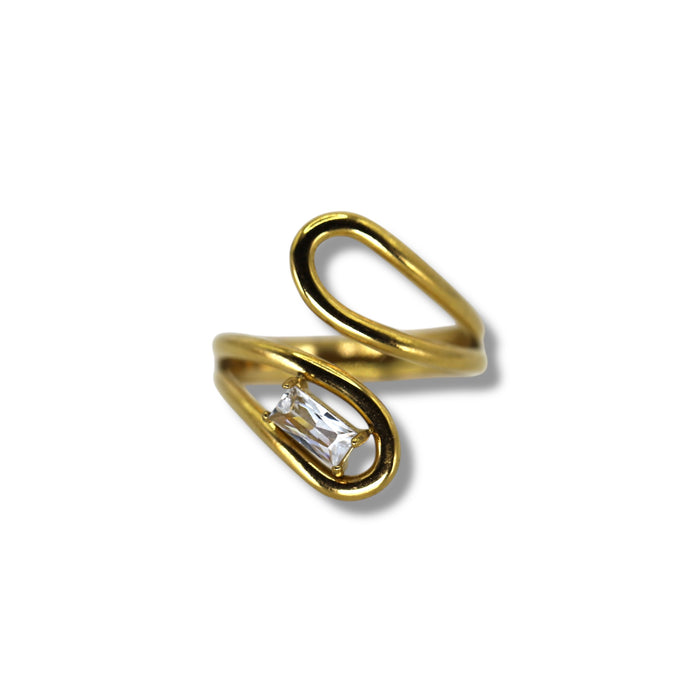 Bague dorée ajustable en acier inoxydable ✨