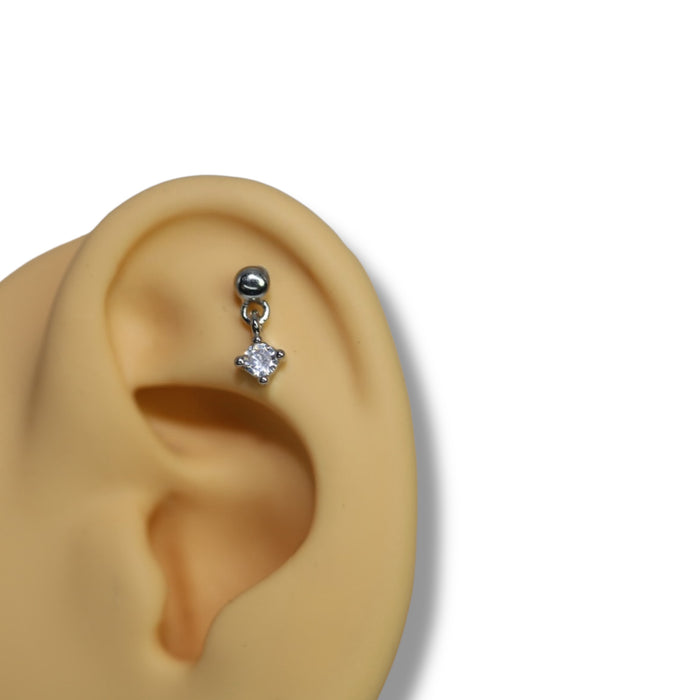 Piercing Éclat Suspendu Argent – Acier Inoxydable ✨