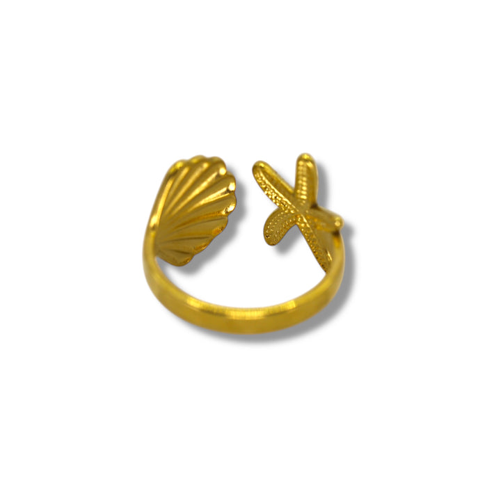 Bague dorée ajustable en acier inoxydable ✨