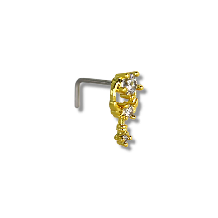 Piercing nez doré avec petit pendentif fix- Acier Inoxydable ✨