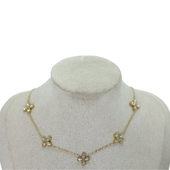 Collier en or  Cinq trèfles incrusté - Acier Inoxydable ✨