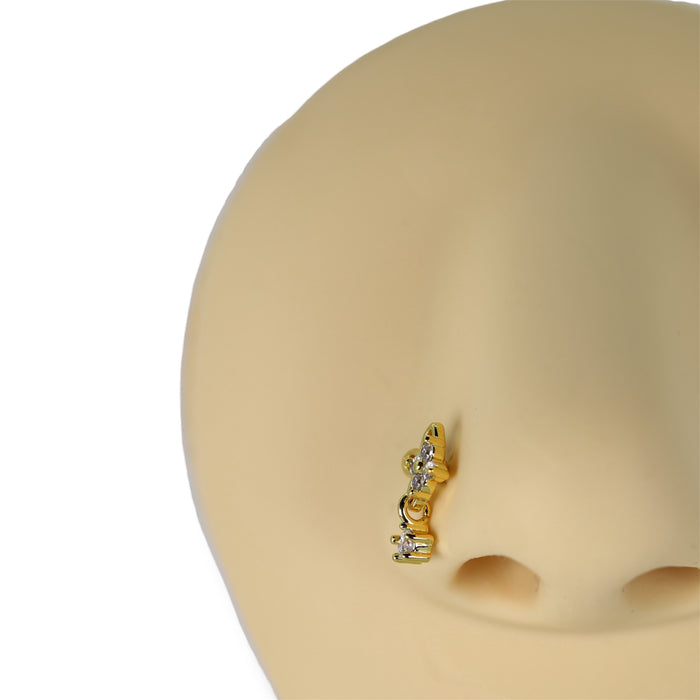 Piercing nez doré avec petit pendentif mobile - Acier Inoxydable ✨