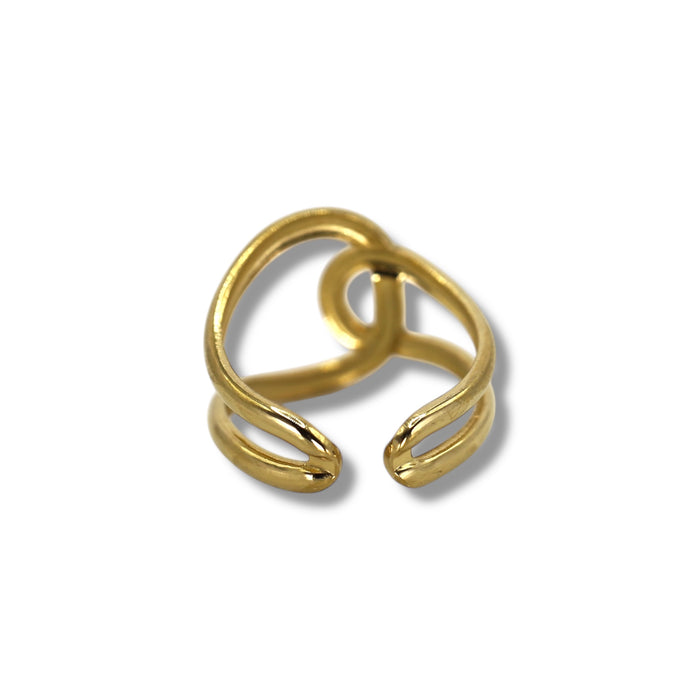 Bague dorée ajustable en acier inoxydable ✨