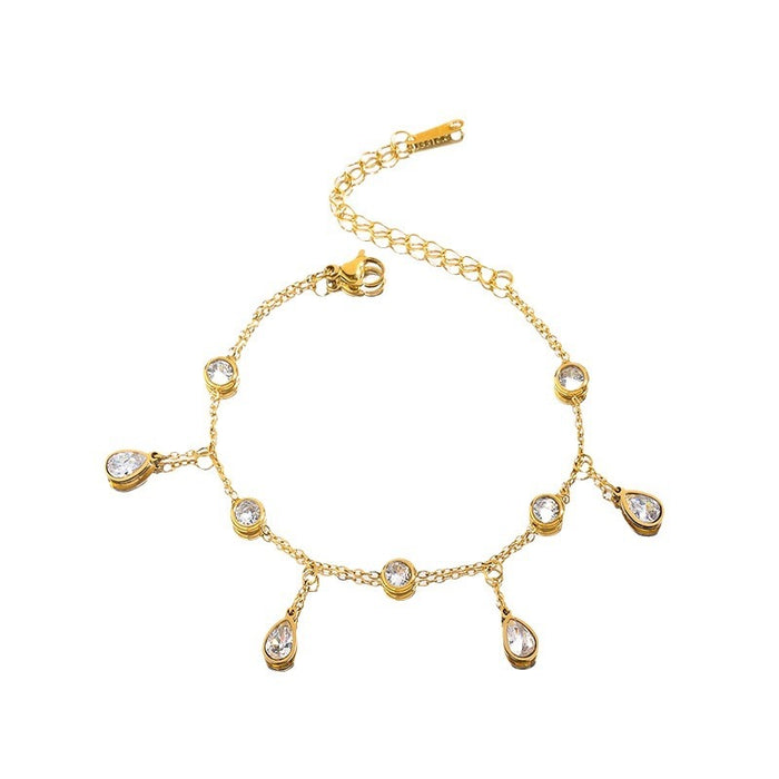 Bracelet Or Gouttes Zirconium - Acier Inoxydable ✨