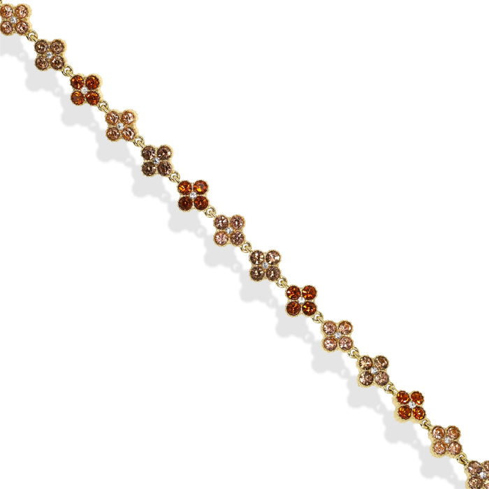 Bracelet tennis trèfle en acier inoxydable – pierre champagne ✨