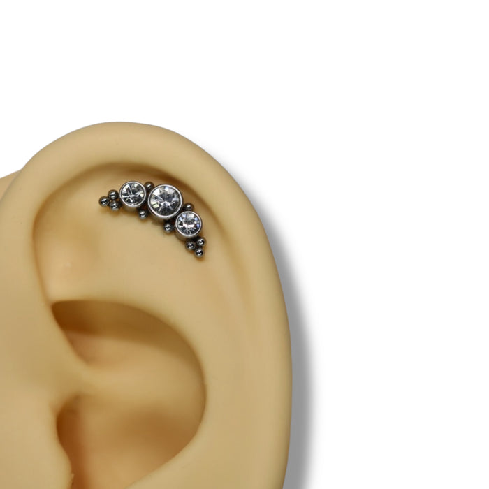 Piercing Éclat Trio Argent - Acier Inoxydable ✨