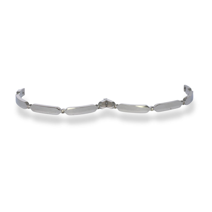 Manchette à clips en acier inoxydable argenté avec zirconium ✨
