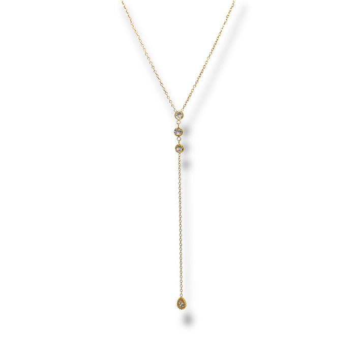 Collier sautoir doré plongeant – Zirconium ✨