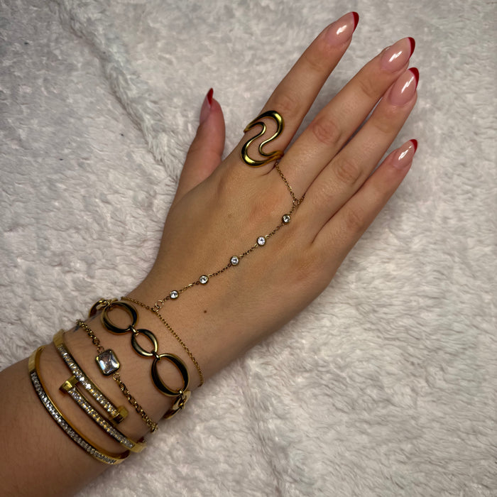 Bague dorée ajustable en acier inoxydable ✨