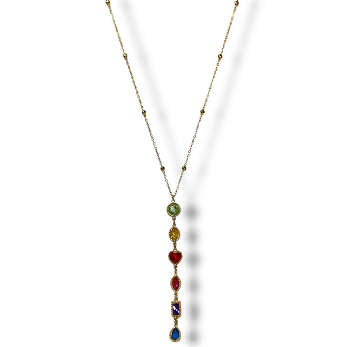 Collier Y Multicolore Doré - Acier inoxydable ✨