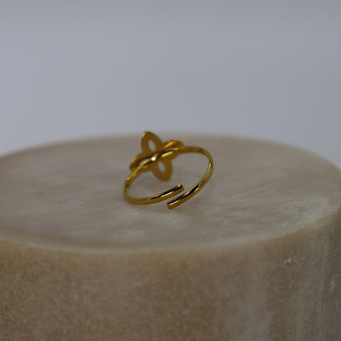 Bague dorée ajustable avec pierres en zirconium en acier inoxydable ✨