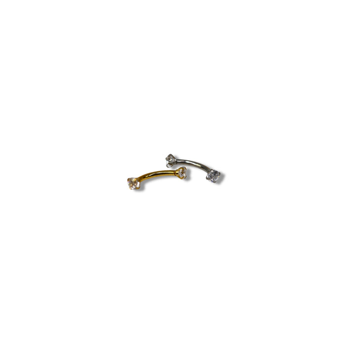 Piercing Barbell Courbé Strass Argent – Acier inoxydable ✨