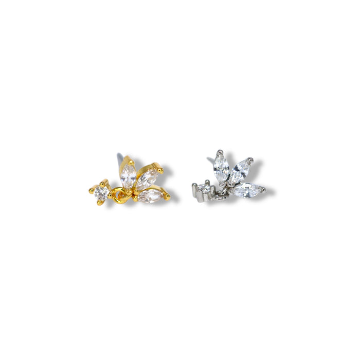 Piercing Nez Fleur Cristal doré – Acier Inoxydable ✨