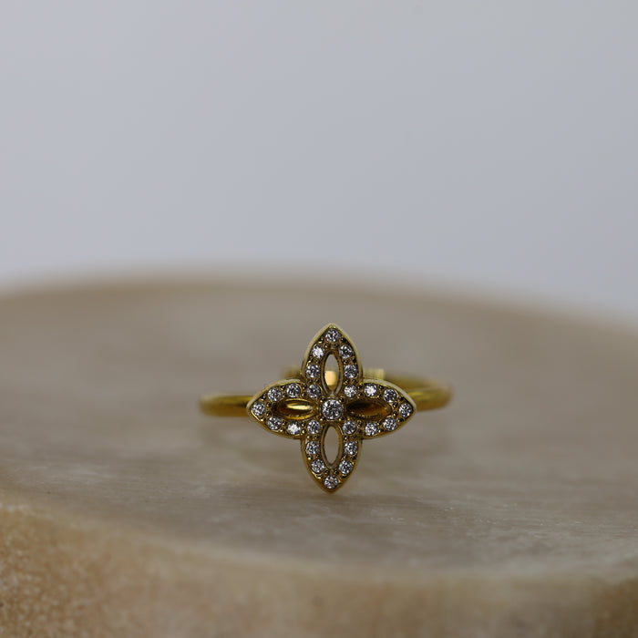 Bague dorée ajustable avec pierres en zirconium en acier inoxydable ✨