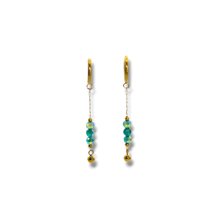 Boucles d’oreilles créoles pendantes – Perles colorées rose pastel ✨