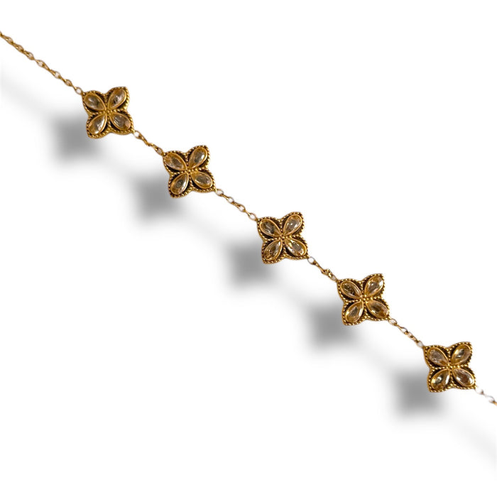 Bracelet avec trèfles en zirconium - Acier inoxydable ✨