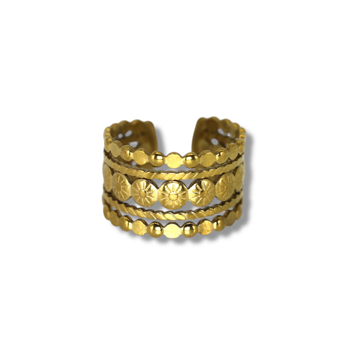 Bague dorée ajustable en acier inoxydable ✨