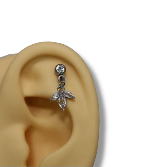 Piercing Feuille Suspendue Argent - Acier Inoxydable ✨