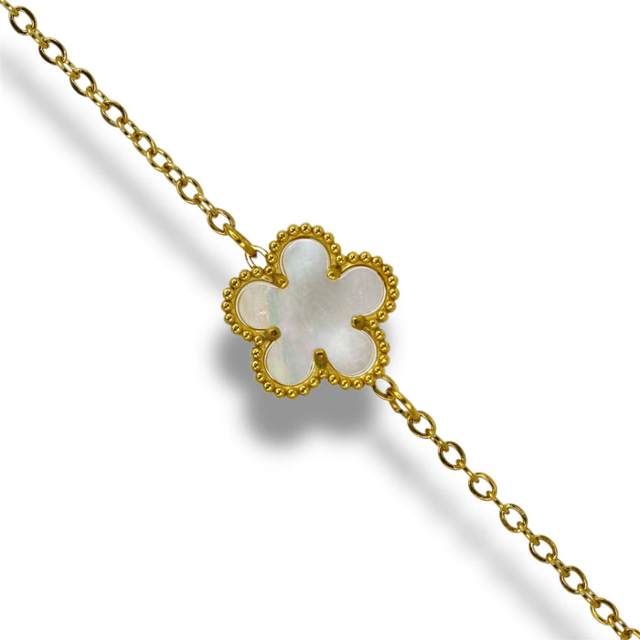 Bracelet Or mono-fleur nacré - Acier Inoxydable ✨
