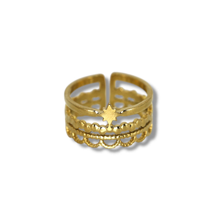 Bague dorée ajustable en acier inoxydable ✨