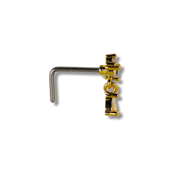 Piercing nez doré avec petit pendentif mobile - Acier Inoxydable ✨