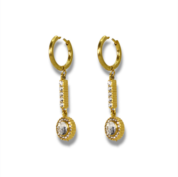 Créoles dorées avec pendentif rond - Acier Inoxydable ✨