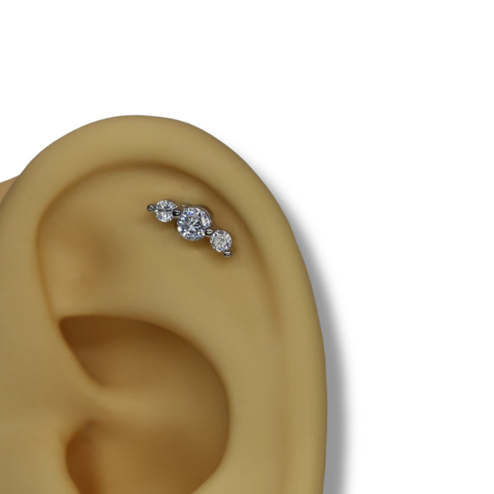 Piercing Trio Éclat Argent - Acier Inoxydable ✨