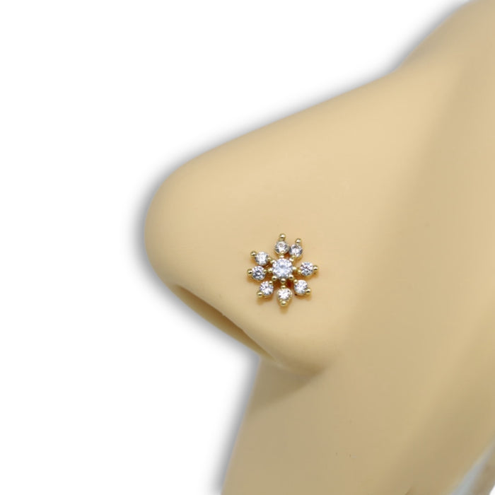 Piercing Nez Fleur Scintillante Argent – Acier Inoxydable ✨