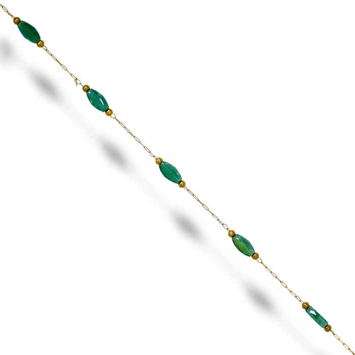 Bracelet artisanal fait main – Perles émeraudes ✨