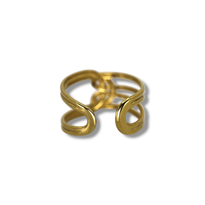 Bague dorée ajustable en acier inoxydable ✨