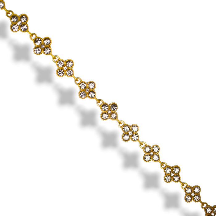 Bracelet tennis trèfle en acier inoxydable – pierre transparente ✨