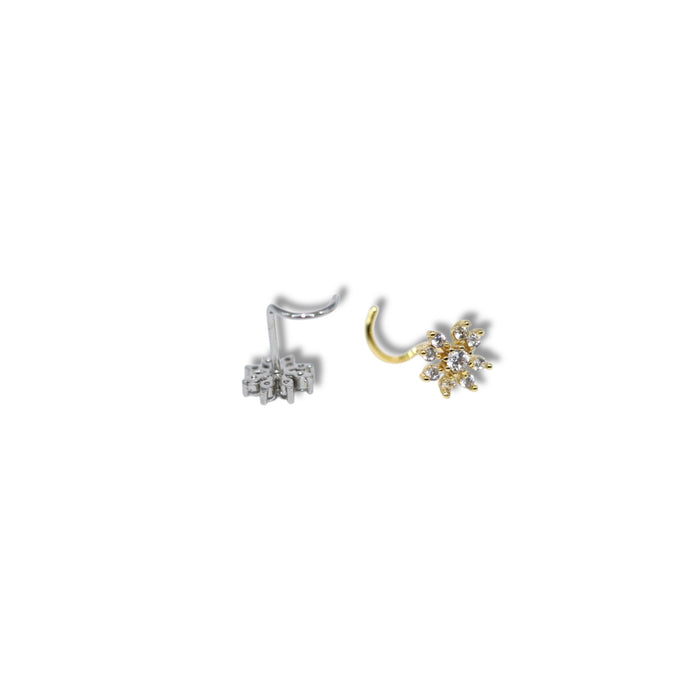 Piercing Nez Fleur Scintillante Argent – Acier Inoxydable ✨