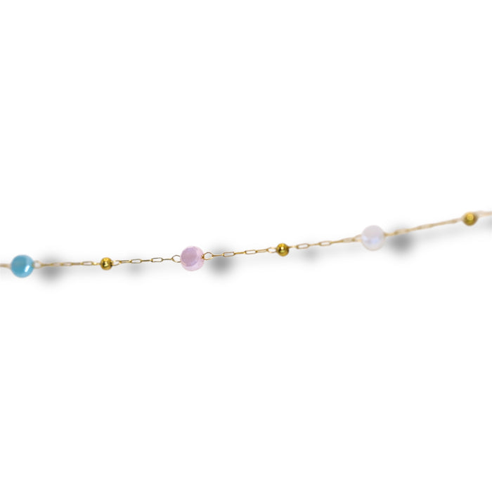 Bracelet chaîne à perles ovales pastel en acier inoxydable ✨