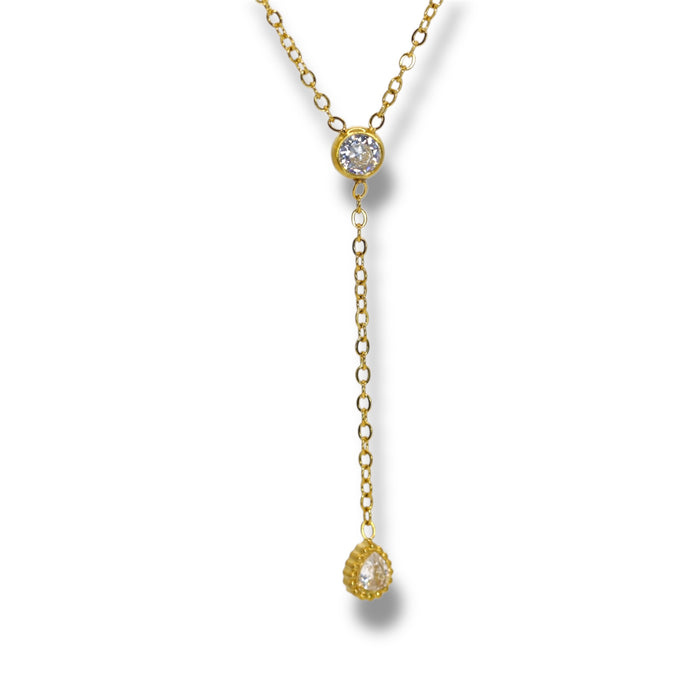 Collier sautoir doré plongeant – Zirconium délicats ✨