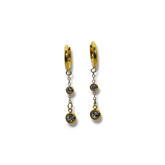Boucles d’oreilles créoles dorées – Cristaux scintillants ✨
